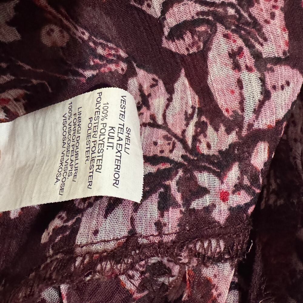 Lucky Brand Large Top Floral Semi-Sheer Keyhole Ruffled Tiers Long Bell Sleeves - Picture 10 of 11